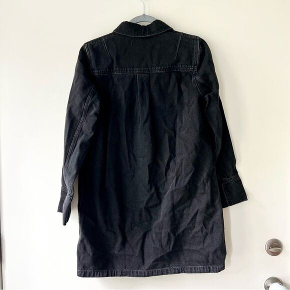 NWT Madewell Long Sleeve Denim Popover Mini Shirtdress in Clean Black Wash - Picture 8 of 10